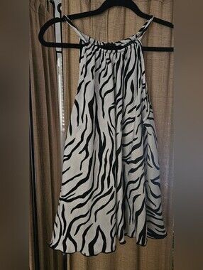 Nicole Miller Zebra Print Halter Tank